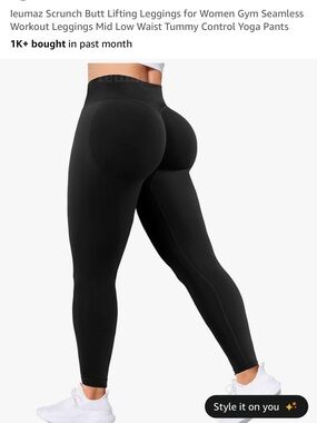 Scrunch Butt Lifting Seamless Leggings for Women - Black
